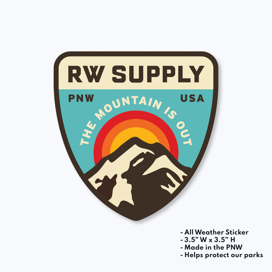 RW Supply The Mountain Is Out Sticker - Oversized