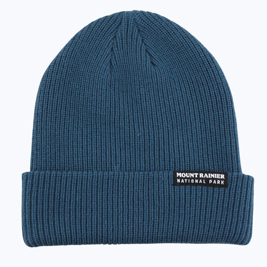 Mount Rainier National Park Recycled Beanie - Petrol Blue