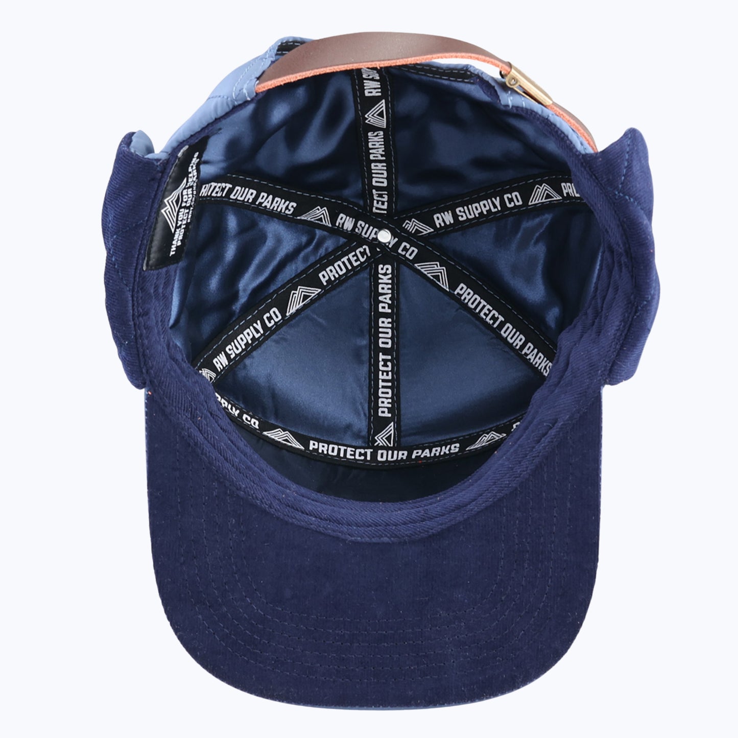 Protect Our Parks Bear 7 Panel Trapper Cap - Navy/Orange