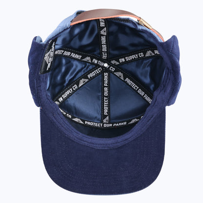 Protect Our Parks Bear 7 Panel Trapper Cap - Navy/Orange