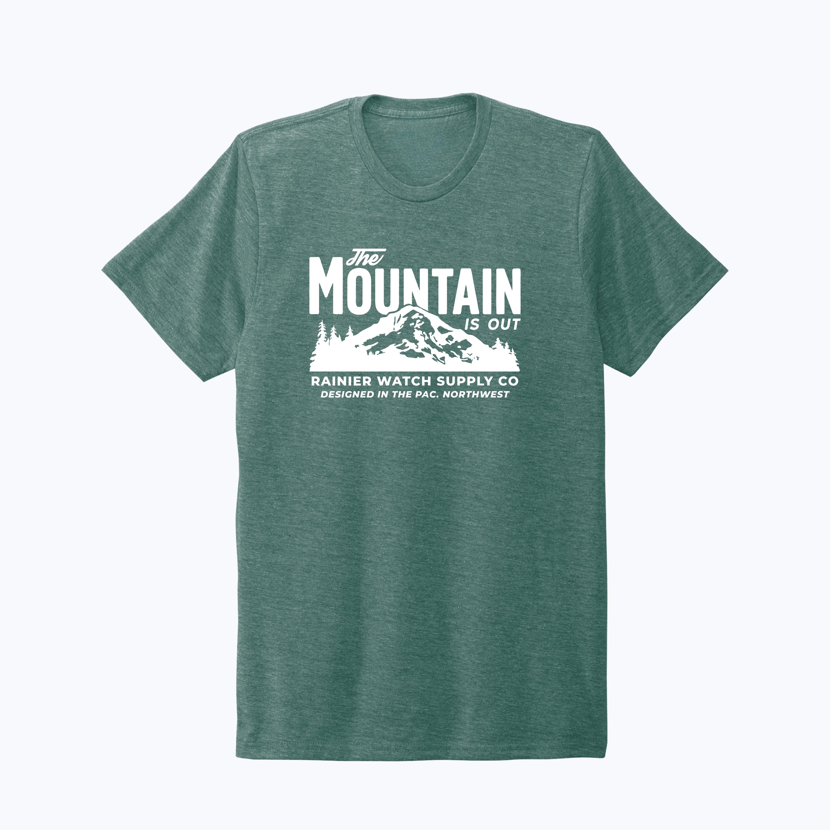 The Mountain Is Out Unisex Eco Tee - Front - Sea Green