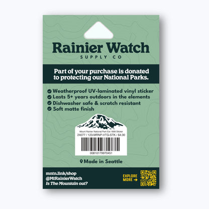 Mount Rainier National Park Est 1899 - KISS Sticker