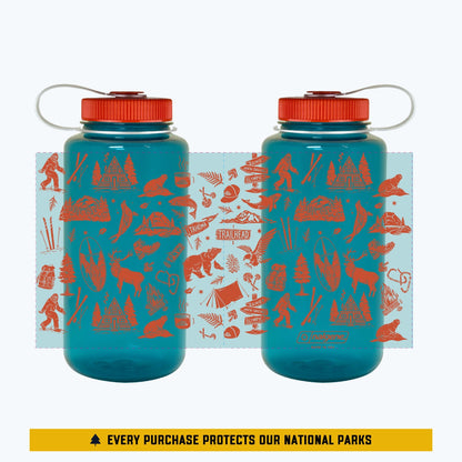 PNW Patterns 32oz Water Bottle - Fire Orange/Ocean Blue