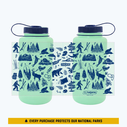 PNW Patterns 32oz Water Bottle - Glow-In-The-Dark Green