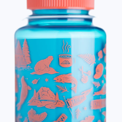 PNW Patterns 32oz Water Bottle - Fire Orange/Ocean Blue