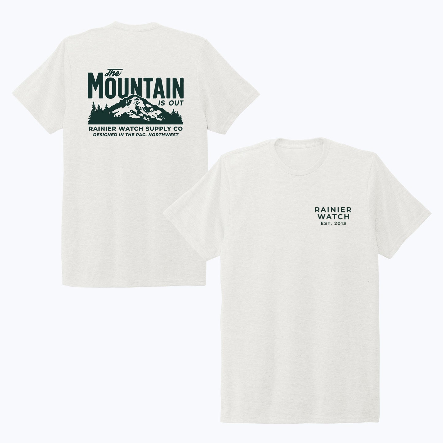 The Mountain Is Out Unisex Eco Tee - Double Sided - Fairly White