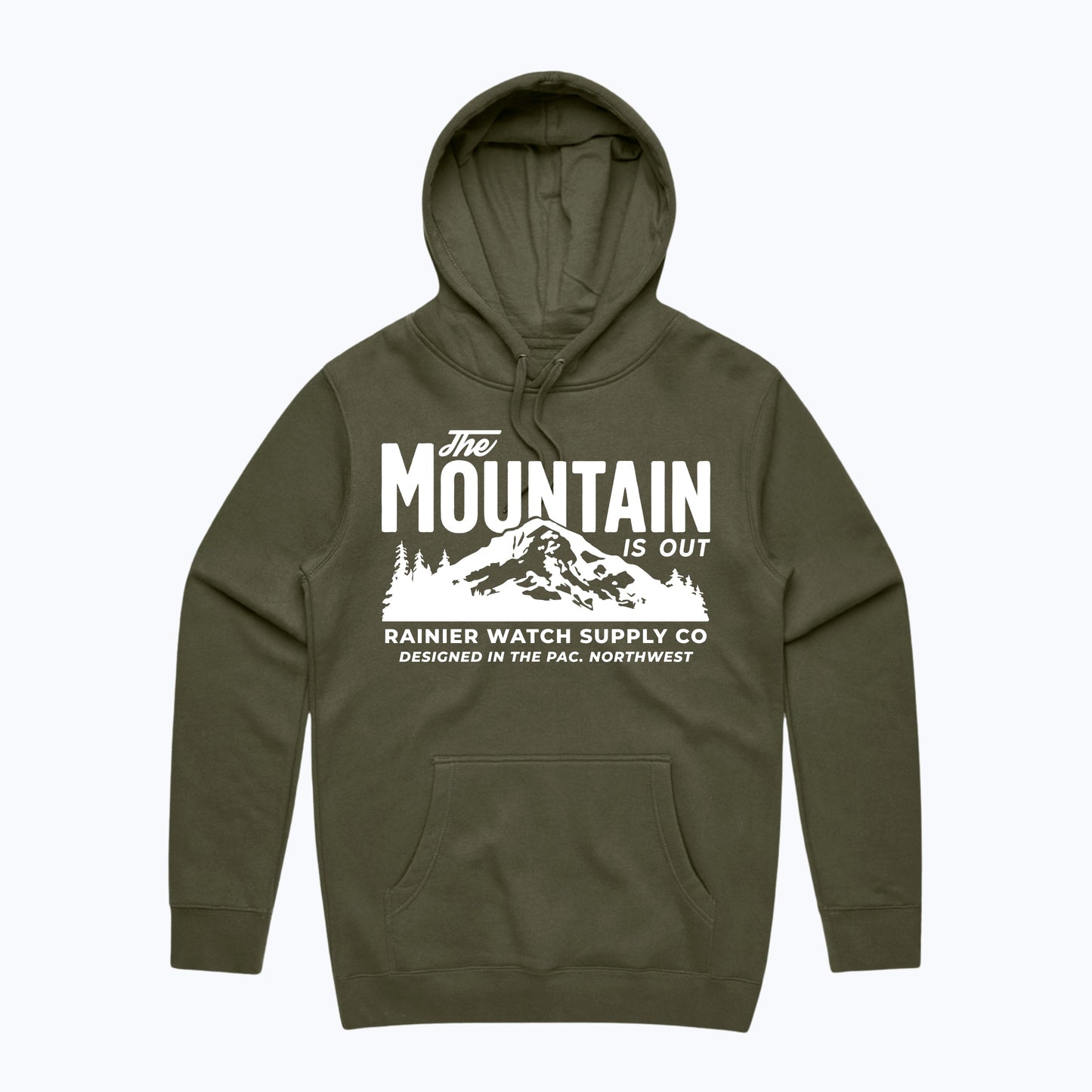 The Mountain Is Out Hoodie - Army Green