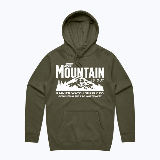 The Mountain Is Out Hoodie - Army Green