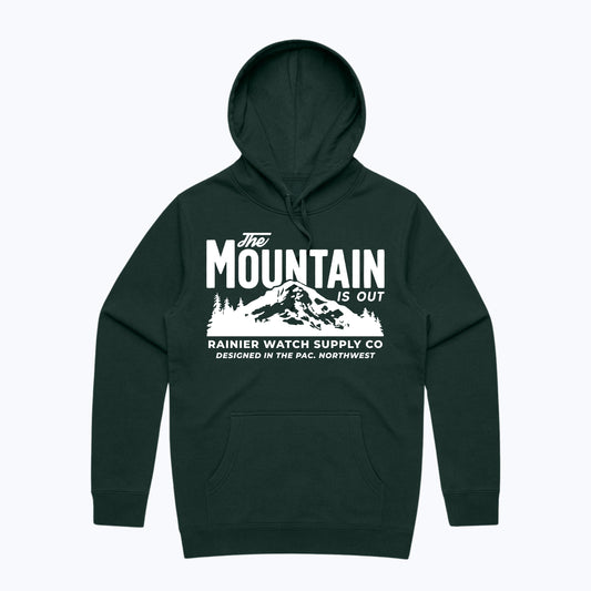 The Mountain Is Out Hoodie - Pine Green