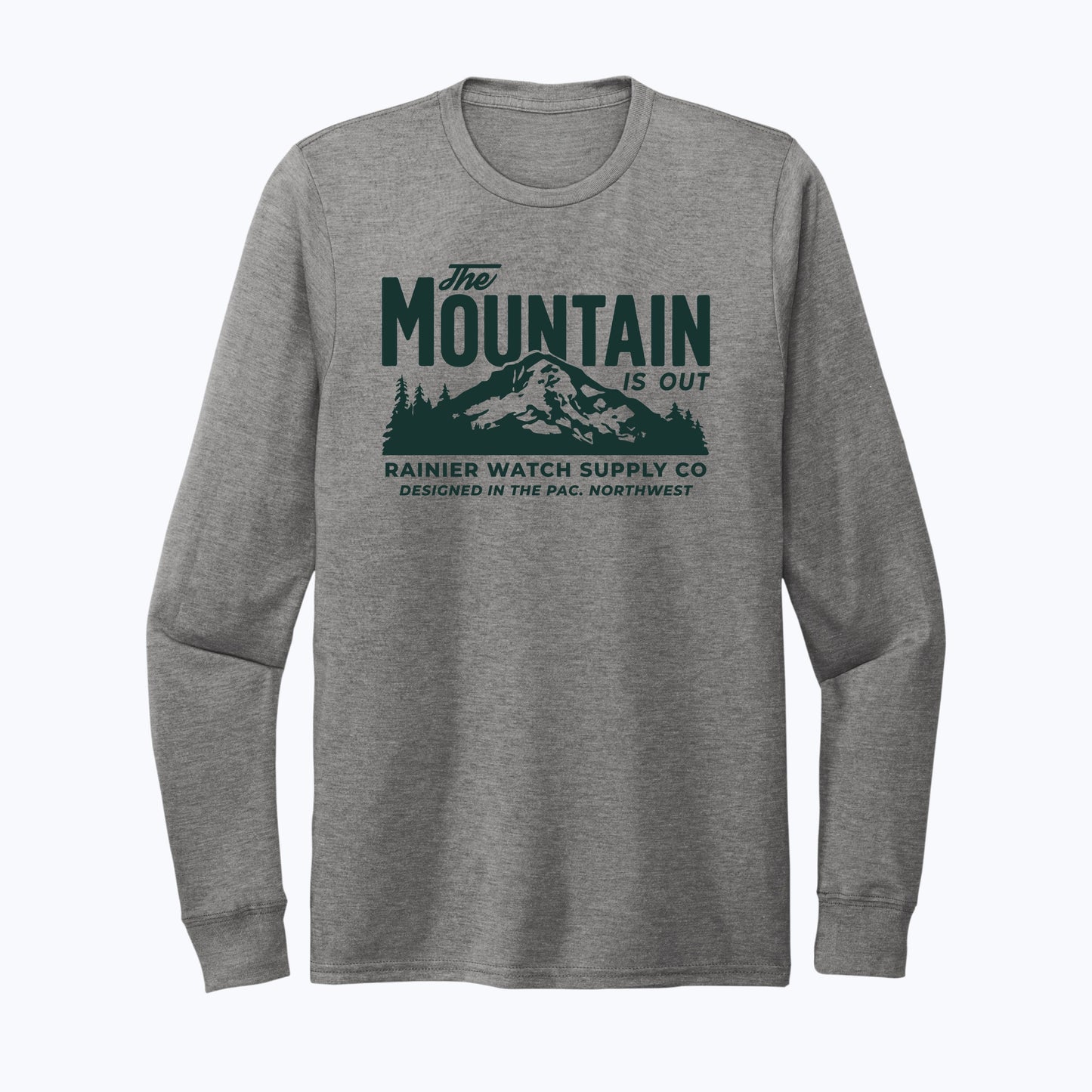 The Mountain Is Out Unisex Eco Tee - Long Sleeve - Heather Gray