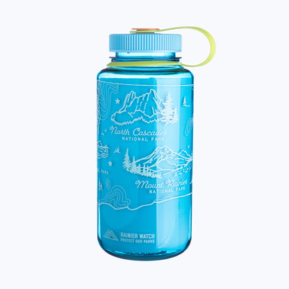 Washington National Parks - 32oz Water Bottle - Cerulean Blue + Sea Lid