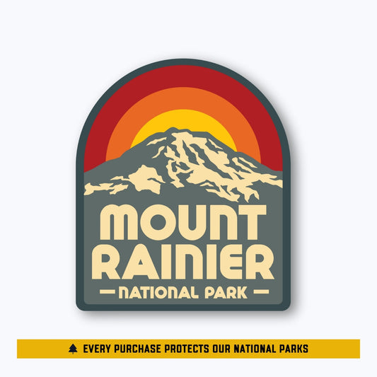 Sunrise Badge Sticker | Mount Rainier National Park Vintage