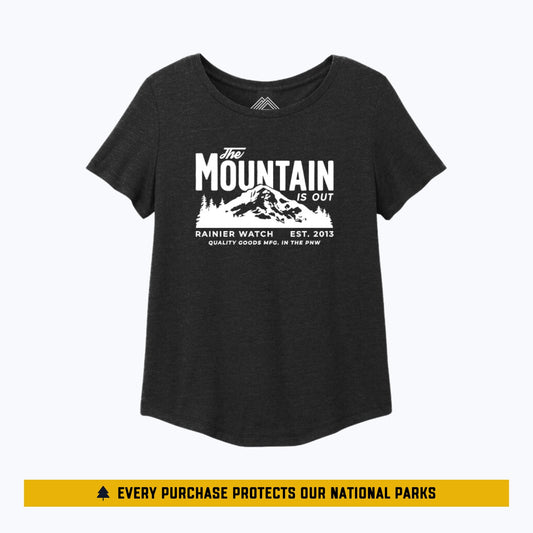 The Mountain Is Out Womens Eco Tee - Heather Black