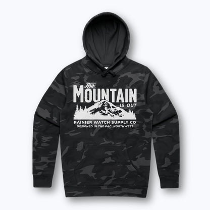 The Mountain Is Out Hoodie - Black Camo
