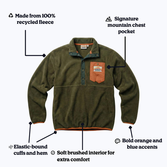 Turbo Recycled Fleece Pullover Jacket - Forest Green