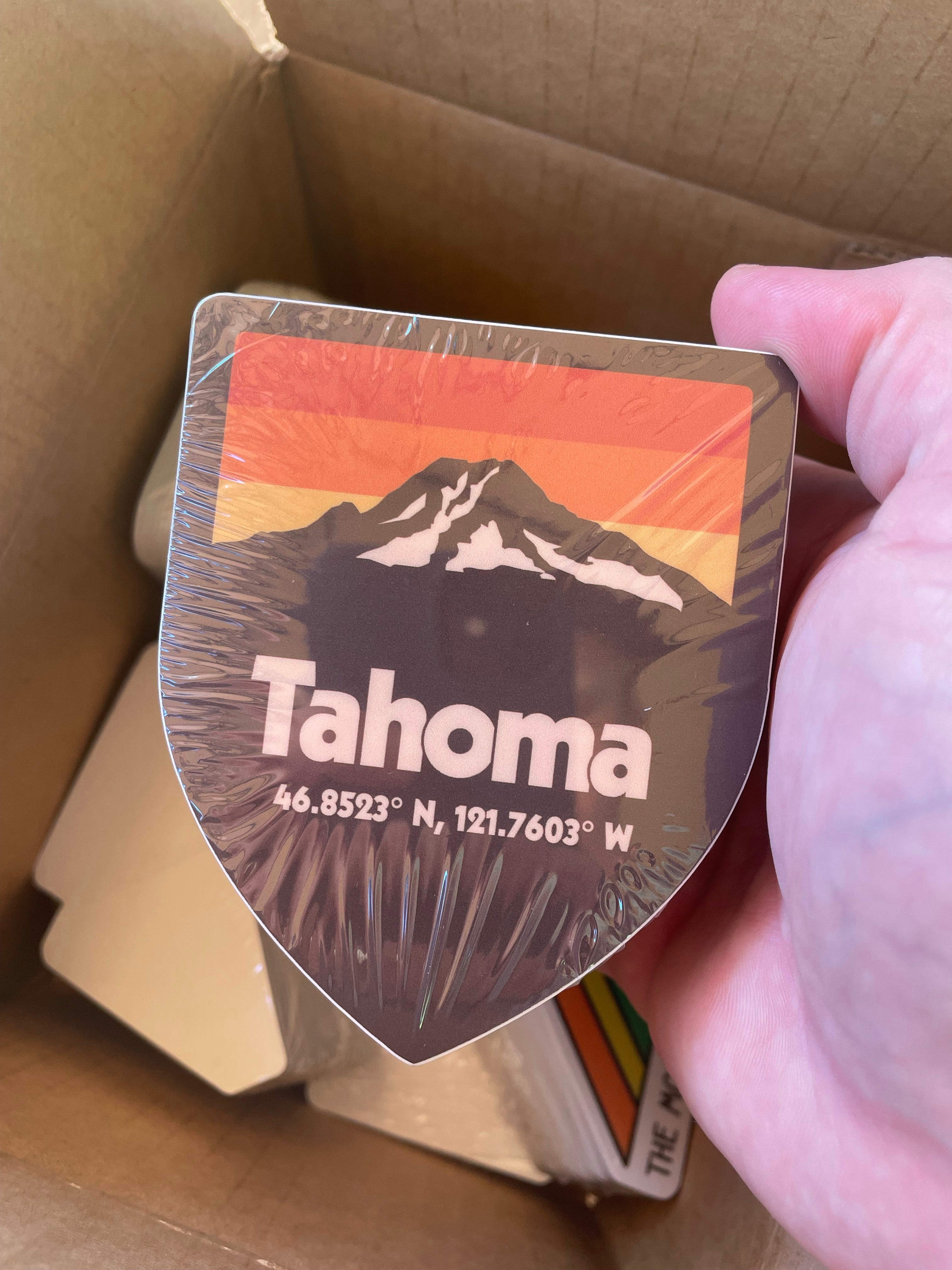 Mount Tahoma Coordinates Badge Sticker